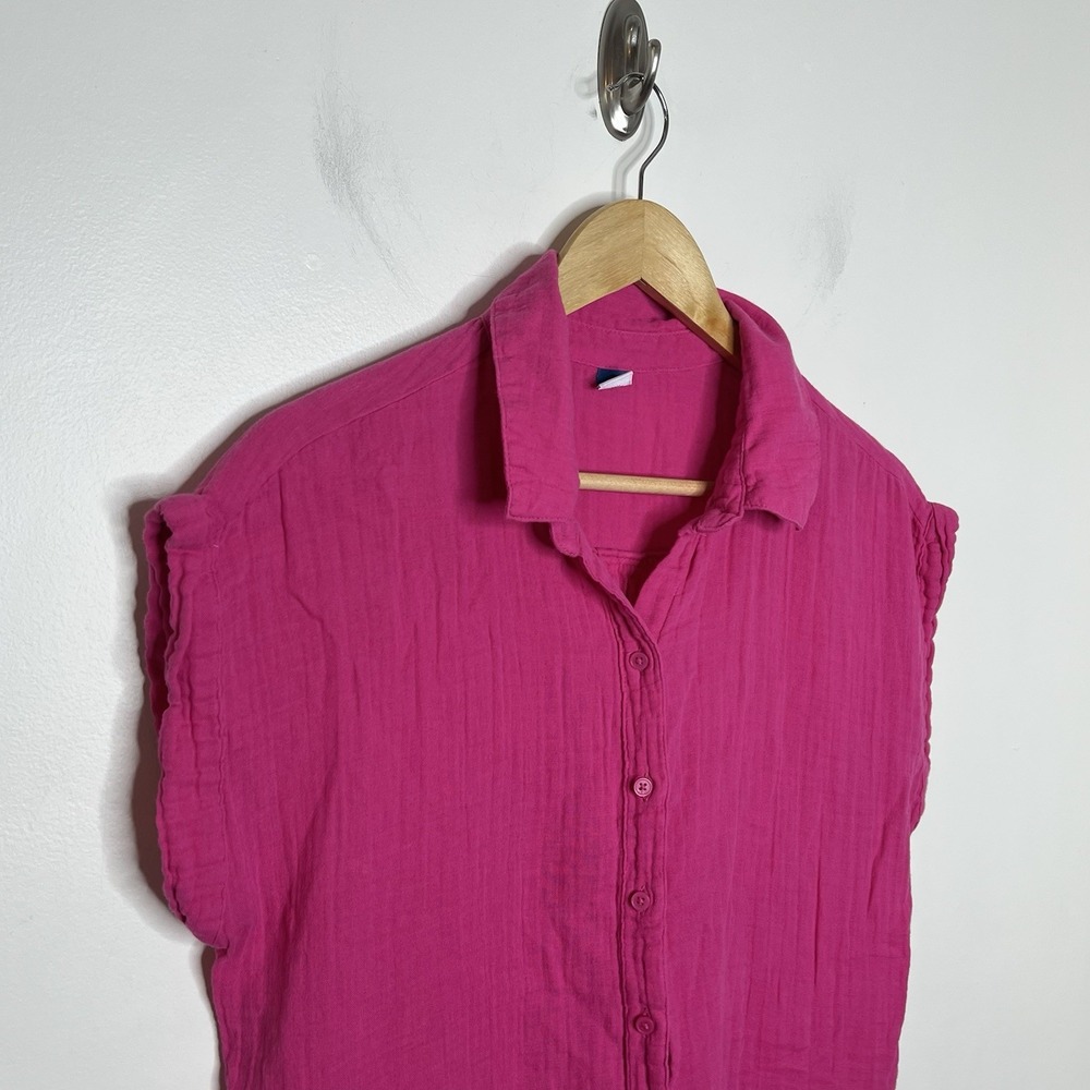 Old Navy Gauze Romper Pink Womens Size M Travel Beach Resort Vacation Cotton - Picture 2 of 8